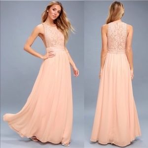 FOREVER AND ALWAYS BLUSH PINK LACE MAXI DRESS